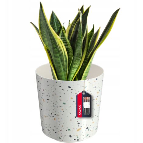 KADAX Pot de fleurs/plantes, en plastique, 3 tailles, 5 motifs différents, pot décoratif pour plantes, résistant aux UV, diamètre 19,5 cm, terrazzo (1/5)