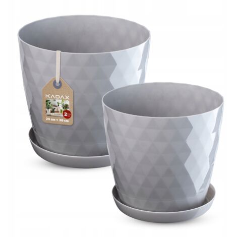 Ensemble pot de fleurs KADAX + support gris 25+30cm (1/5)