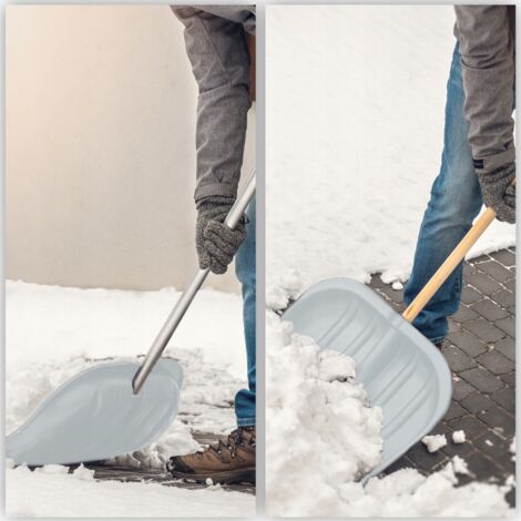 Pelle à Neige EDA - Manche En Bois, Plastique Résistant - 46 X 145 Cm - Déneigement Facile Et Pratique
