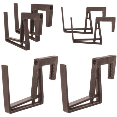 KADAX Lot de 2 supports de jardinière de balcon en plastique, sans perçage, crochets réglables et supports pour jardinière, balcon, marron