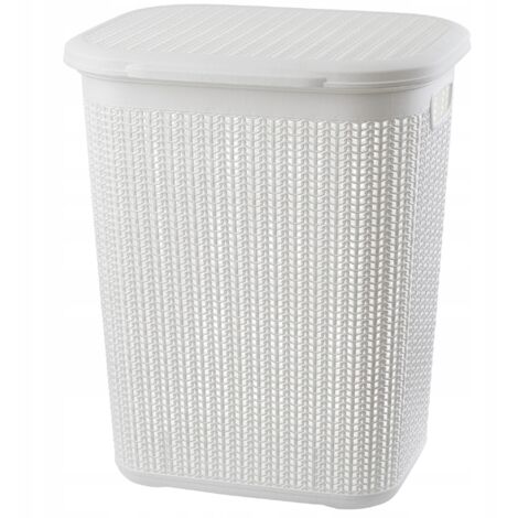 KADAX - Panier à linge multifonction - 50 l - Avec couvercle - Léger - En plastique - Pour salle de bains, vêtements sales, jouets (blanc)