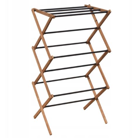 Kadax – Étendoir à linge pliable en bois écologique – 11 barres en acier – Surface de séchage 7 m² – Hauteur 97 cm – Peu encombrant