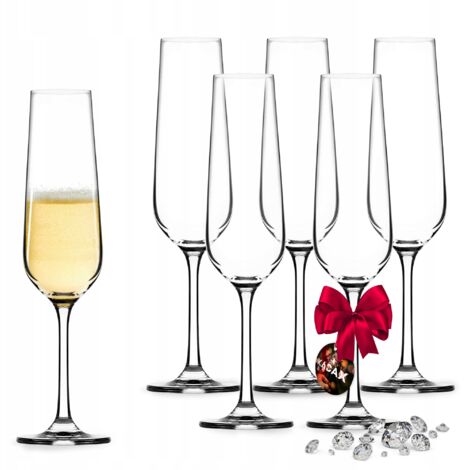 KADAX Flûtes à Champagne en Verre avec Pied Allongée, Parfaites pour Célébrer vos Moments Spéciaux avec Style et Raffinement (200 ml, Lot de 6)