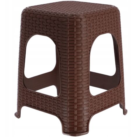KADAX Tabouret en Plastique à l'Élégant Effet Rotin, Marchepied doté de Pieds Antidérapants pour Une Utilisation Intérieure et Extérieure (Marron) (1/5)