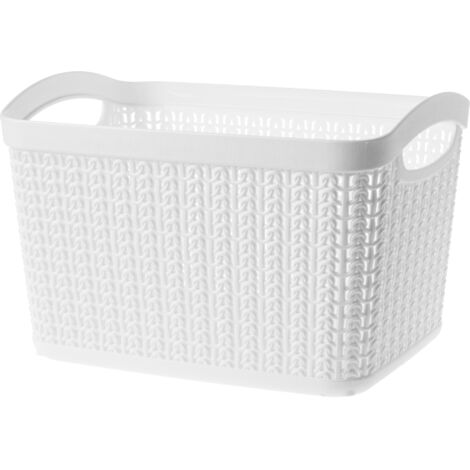 KADAX Boîte de Rangement en Plastique, Panier de Stockage à Conception Ouverte et Poignées Robustes pour Organiser la Salle de Bain (Blanc, 6.6L) (1/5)