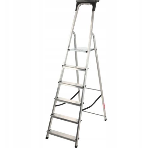 KADAX Échelle Aluminium 6 Marches Pliable Maison Forte Etagère + Crochet 125kg (1/5)