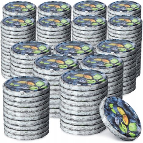 Kadax – Lot de 200 couvercles en métal 66 mm – Fermeture dévissable avec 4 crochets – Revêtement silicone pour conservation hermétique (1/5)