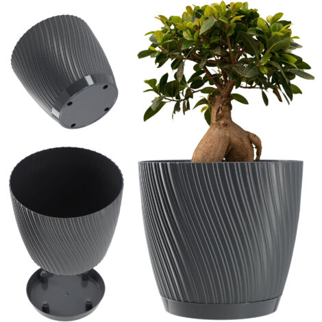 KADAX Pot de Fleur avec Support 27cm Plastique Gris (1/5)