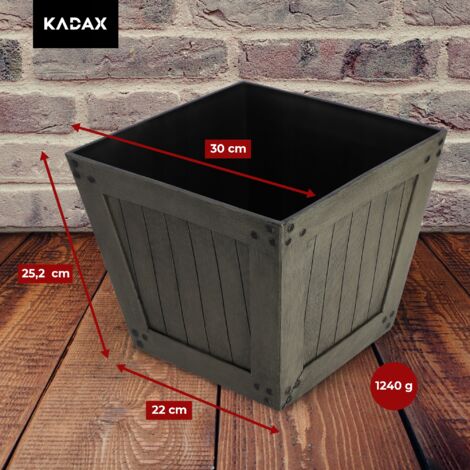 KADAX Jardinière de Balcon – 60 cm Pot de Fleurs à Aspect Lattes, jardinière avec Bouchon en Caoutchouc, Blanc