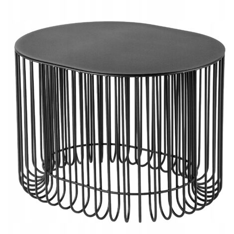 KADAX Table basse moderne pour jardin, table basse en acier revêtu par pulvérisation, panier métallique avec plateau amovible pour jardin (ovale) (1/5)