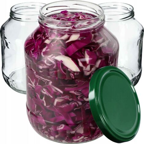 KADAX 12x Bocal Pot En Verre 1,7L Pour Conserves Concombres Miel + Couvercles Fi89 (1/5)