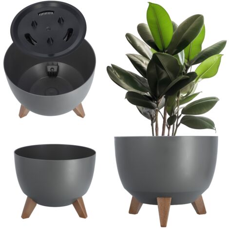 KADAX Pot de Fleur Pot de Fleur 29 cm Couvercle + Pieds d'insertion Support de Fleur Anthracite (1/5)