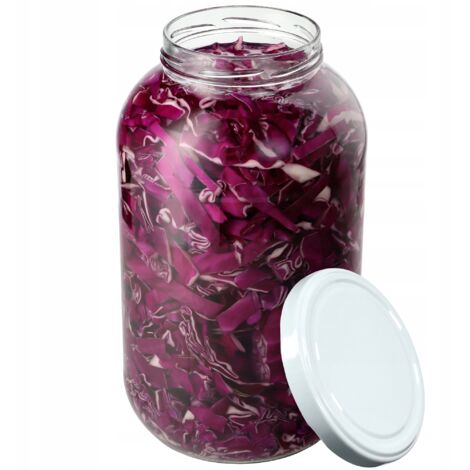 KADAX Weck Lot de 1 bocaux de conservation, ronds, avec couvercle blanc, 4 l, diamètre : 100 mm, à insérer, pour conserve, conserve, concombre (1/5)