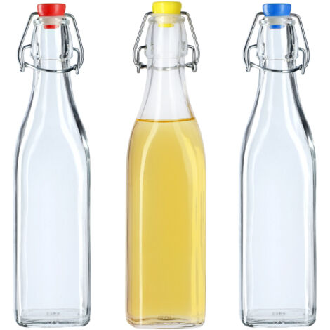 KADAX Bouteille en Verre de 500ml avec Bouchon Hermétique pour la Conservation des Boissons, Parfaite pour le Kombucha et la Limonade (Lot de 3) (1/5)