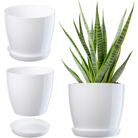KADAX Pot de Fleur avec Support Couvercle en Plastique Pot de Fleur 12 cm Blanc pour Fleurs (1/5)