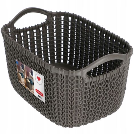 Curver 226169 Panier de Rangement Rectangulaire Tricot Plastique Marron 24,7 x 16,7 x 13,7 cm 3 L