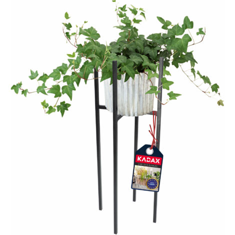 Kadax Support pour pot de fleurs en acier résistant aux intempéries Noir 26 x 26 x 67 cm (1/5)