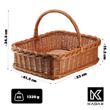 Panier En Osier Africain Tressé – 36x35x19 Cm, Pour Marché, Pique-nique, Rangement Fruits/légumes