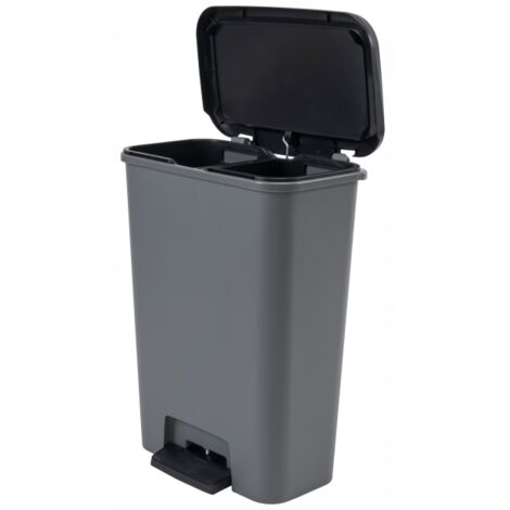 Poubelle Grise 21 Litres – Plastique Résistant Avec Couvercle Et Poignées – Fabriquée En Espagne – Acan Tradineur