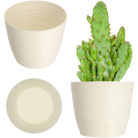 KADAX Pot de Fleur Cache-Fleur Crème Rond 13cm Plastique (1/5)