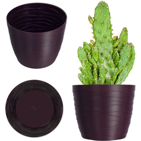 KADAX Pot de fleurs en plastique Ø 11-19 cm 7 couleurs simple pot de fleurs moderne solide pot rond Ø 13 cm prune (1/5)