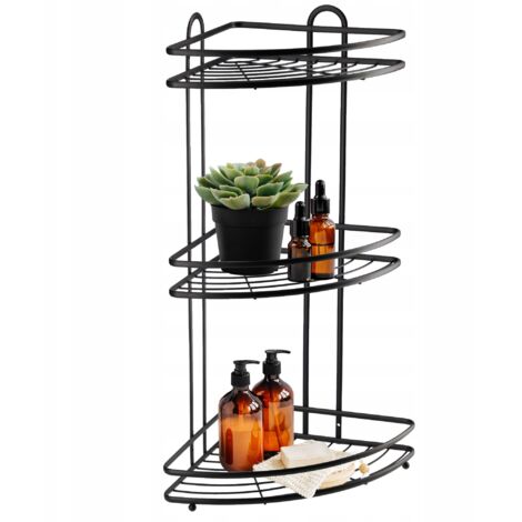 KADAX Étagère d'angle en acier revêtu par poudre pour salle de bain, panier de douche, étagère de douche, support mural, organisateur de douche (1/5)