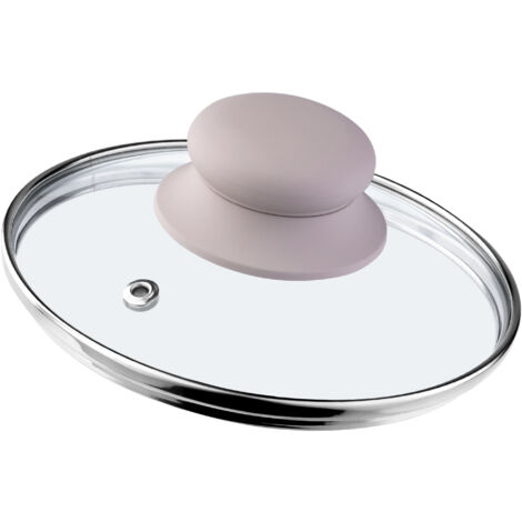 KADAX Couvercle en Verre avec Poignée en Silicone et Anneau de Ventilation, Accessoire de Cuisine pour Poêles, Marmites et Sauteuses (Beige, 14 cm) (1/5)