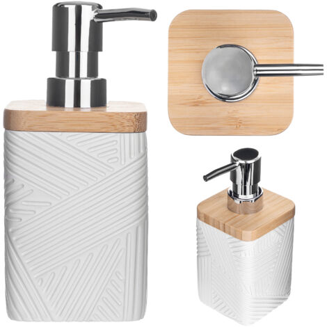 KADAX Distributeur de savon liquide vaisselle, rechargeable, moderne, distributeur de savon pour les mains, avec pompe, blanc, carré (1/5)