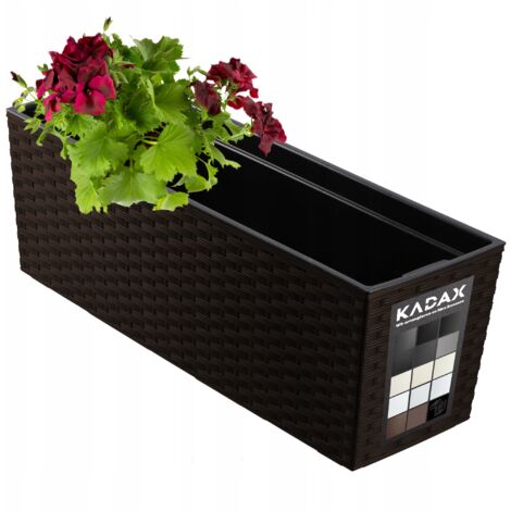 KADAX Pot de Fleurs Balcon + Insert 19x56cm Moka (1/5)