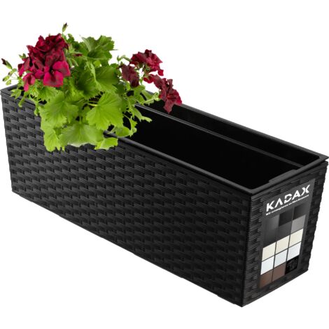 KADAX Pot de Fleurs Balcon + Insert 19x56cm Noir (1/4)