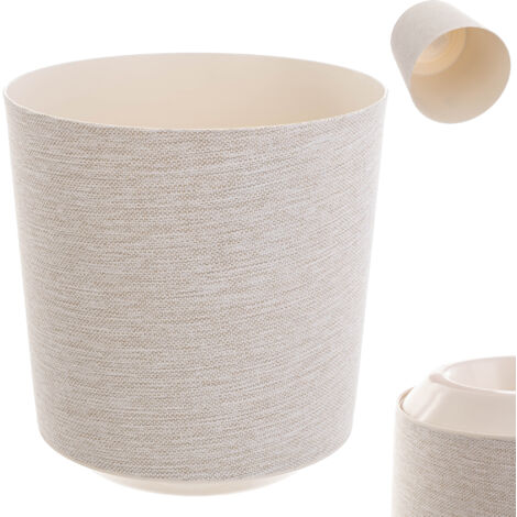 KADAX Pot de fleurs décoratif - Rond - En plastique - Pour la culture de plantes - Pour l'intérieur et l'extérieur - Crème - 25 cm, K9893