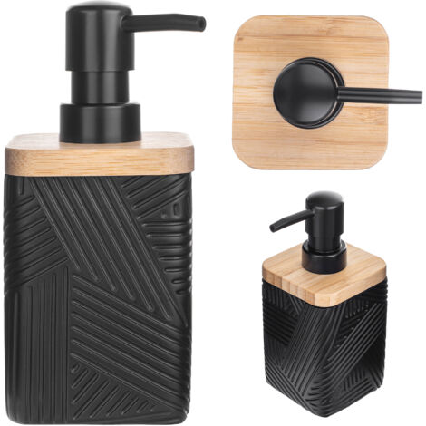 KADAX Distributeur de savon liquide vaisselle, rechargeable, moderne, avec pompe, carré, noir (1/5)