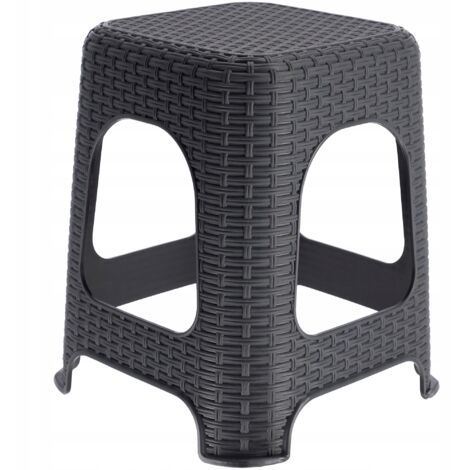 Kadax – Tabouret en plastique effet rotin – Marchepied léger avec pieds antidérapants – Résistant aux intempéries – Utilisation intérieure et extérieure – Anthracite