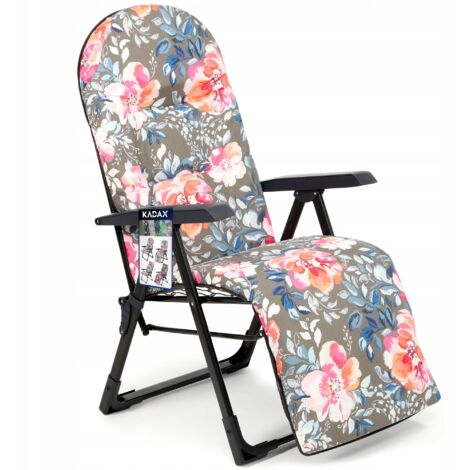 KADAX Transat Fauteuil de Jardin Pliable Chaise Longue de Plage Coussin Repose-Pieds Confortable