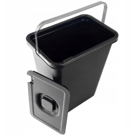KADAX Poubelle de tri des déchets - 10 l - Poubelle avec poignée mobile - En plastique - Universelle - Noir - 10 l (1/5)