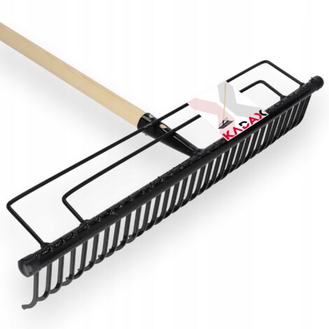 Kadax – Râteau métallique 165 cm – Manche en bois renforcé – 32 dents en acier – Pour ramassage feuilles et nivelage sol