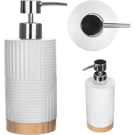 KADAX Distributeur de savon liquide vaisselle, rechargeable, moderne, distributeur de savon pour les mains, avec pompe, blanc, ovale (1/5)
