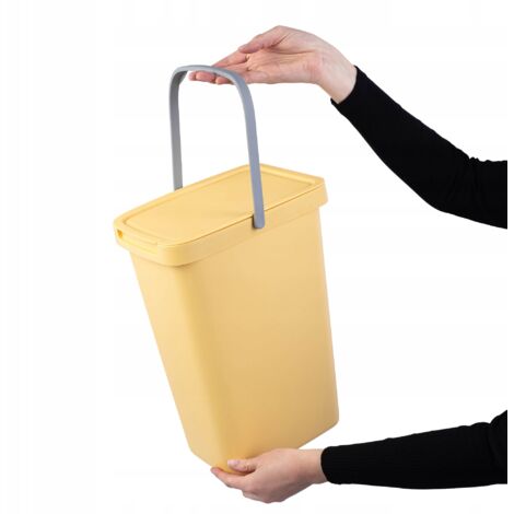 Poubelle De 25 Litres Avec Couvercle Basculant - Pour Tri Sélectif, Design Compact, Couleur Grise - 4