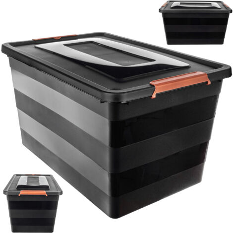Conteneur de stockage avec couvercle 55L, organisateur en plastique pour jouets (1/5)