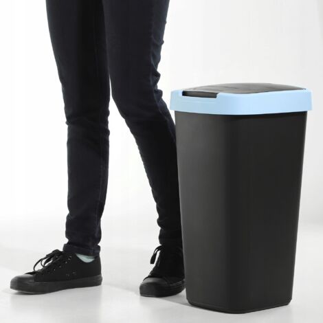 Poubelle 5l Bremermann GAVELLO Mini Poubelle Cosmu00e9tique Avec Couvercle Basculant // Poubelle De Salle De Bain Avec Du00e9cor Rainuru00e9, Plastique 1,5 - Maison Poubelle Cosmetique