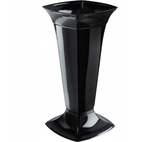 Kadax – Vase pour cimetière 39 cm – Plastique résistant aux intempéries – Couleur noire – Design stable pour fleurs (1/5)