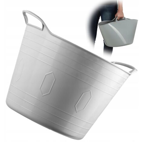 KADAX Panier à linge en plastique, universel, 26 L, carré, gris (1/5)