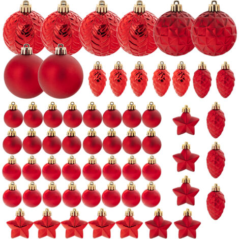 Boules de Noël incassables Décorations de boules de sapin de Noël Rouge Set 60X (1/5)