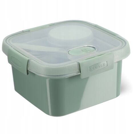 Curver 249947 Boîte de Conservation, Lunch Box Carree 1,1L avec Couverts-Recycle (Smart ECO Line)