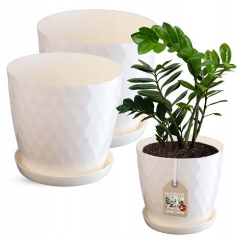 KADAX Pot De Fleurs Décoratif - Rond - En Plastique - Pour La Culture De Plantes - Pour L'intérieur Et L'extérieur - Beige - 30 Cm, K9897