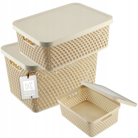 KADAX Boîte avec Couvercle Conteneur Panier Organisateur set 4,5L+12L+18L (1/5)