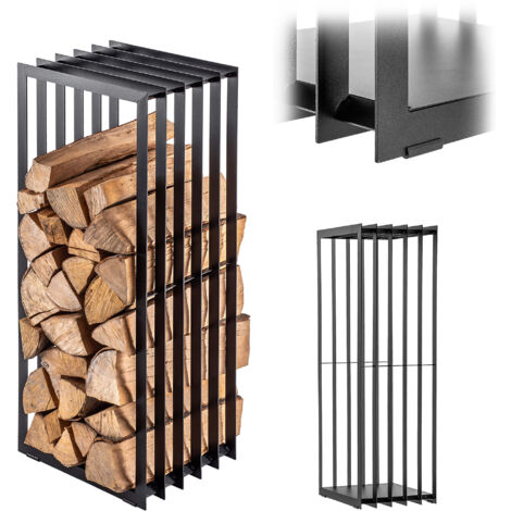 Porte-bûches / Étagère à Bois En Acier Noir - 100x25x100 Cm - ML DESIGN