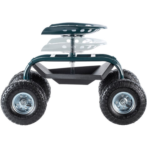 Relaxdays Siège Jardin, Atelier,150 kg, réglable en Hauteur de 48 a 56 cm Mobile sur 4 Roues