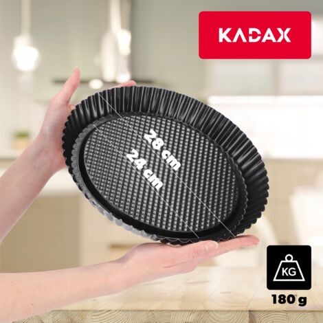 Moule à Tarte En Tôle Galvanisée Antiadhésive - Diamètre 28 Cm - Bords Ondulés - Noir - Pour Tartes Sucrées Ou Salées