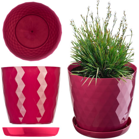 KADAX Pot de Fleurs en Plastique avec Soucoupe Intégrée, Pot de Plante pour Une Décoration Florale Moderne dans l'espace Interieur (25 cm, Rose) (1/5)